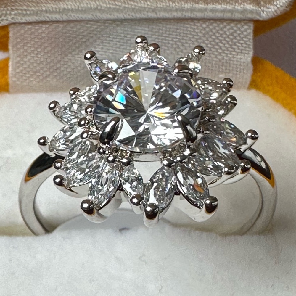 Diamond Cubic Zirconia on rhodium plating